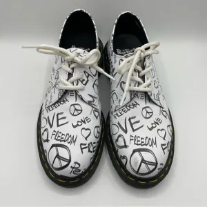 Dr. Martens White Peace Love Freedom 1461 6 Eye Oxford Shoes