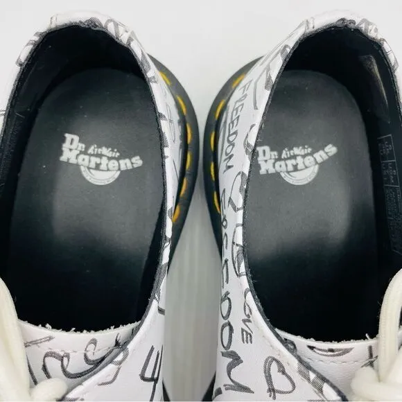 Dr. Martens White Peace Love Freedom 1461 6 Eye Oxford Shoes