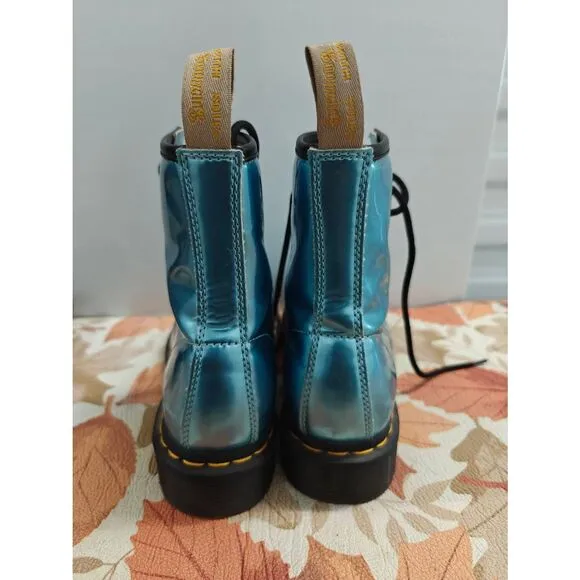 Dr.Martens 8 Holes Metallic Boots  Blue Women's Size 6