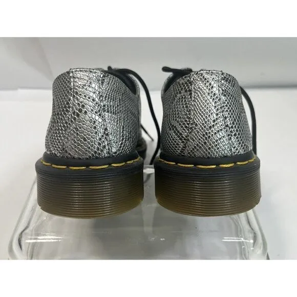 Dr. Martens Womens Oxford Shoes Size 8 US Vegan Gray Silver Metallic Snake
