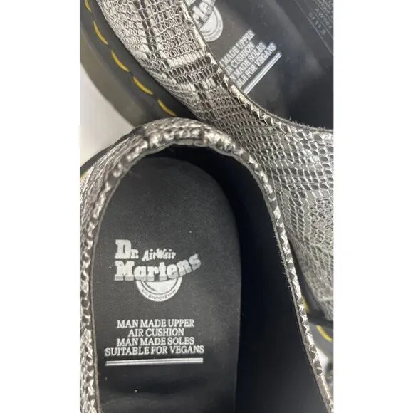 Dr. Martens Womens Oxford Shoes Size 8 US Vegan Gray Silver Metallic Snake