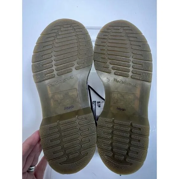 Dr. Martens Womens Oxford Shoes Size 8 US Vegan Gray Silver Metallic Snake