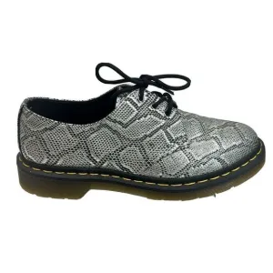 Dr. Martens Womens Oxford Shoes Size 8 US Vegan Gray Silver Metallic Snake