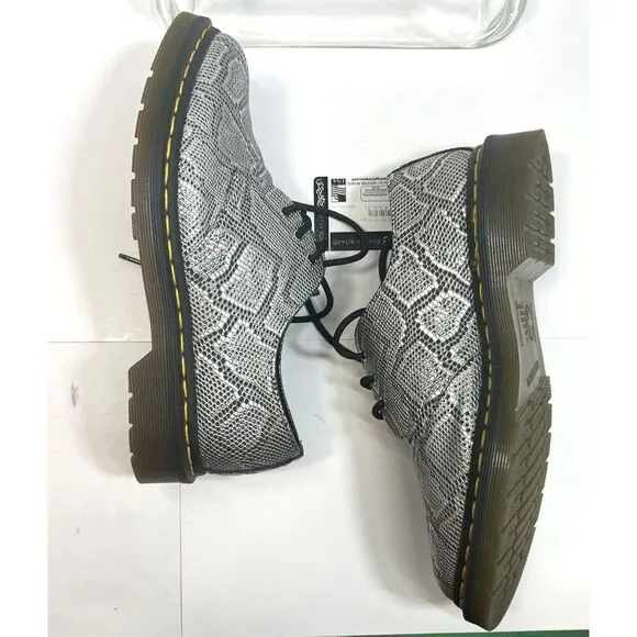 Dr. Martens Womens Oxford Shoes Size 8 US Vegan Gray Silver Metallic Snake