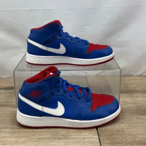 EUC Air Jordan 1 Retro Mid Game/Royal-Gym Red 554725-407 5.5 Youth 7 Woman’s