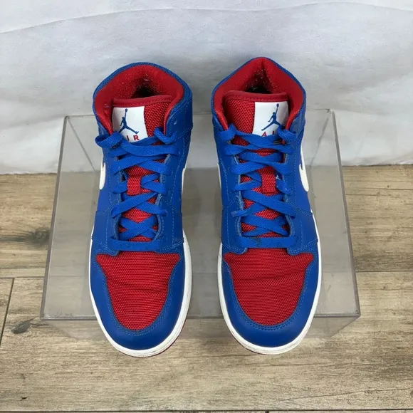 EUC Air Jordan 1 Retro Mid Game/Royal-Gym Red 554725-407 5.5 Youth 7 Woman’s
