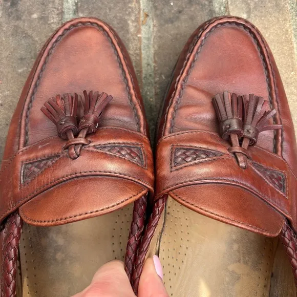 EUC Allen Edmonds Maxfield Oxford Men's Shoe Brown Tassel Loafer | Sz 14 B
