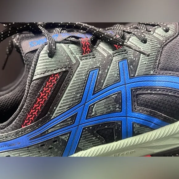 EUC - ASICS Men's Gel-Venture 9 Running Shoes Black/Tuna Blue Size:11.5 Ex-Wide