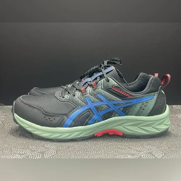 EUC - ASICS Men's Gel-Venture 9 Running Shoes Black/Tuna Blue Size:11.5 Ex-Wide