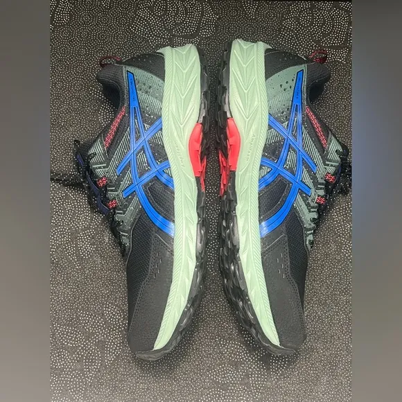 EUC - ASICS Men's Gel-Venture 9 Running Shoes Black/Tuna Blue Size:11.5 Ex-Wide