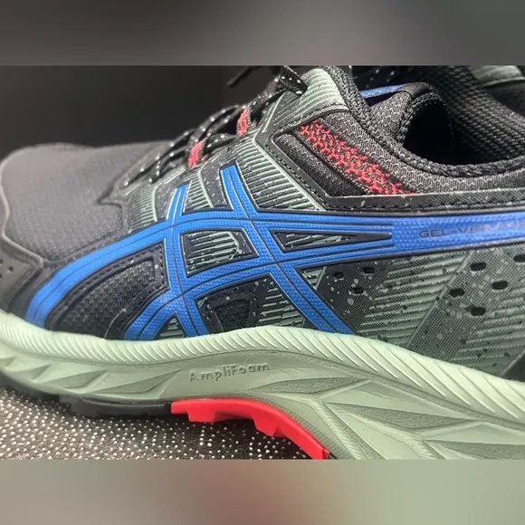 EUC - ASICS Men's Gel-Venture 9 Running Shoes Black/Tuna Blue Size:11.5 Ex-Wide