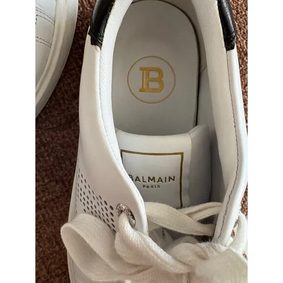 EUC Balmain Balmain B-Court Trainers White &amp; Black Calfskin - 37 $695