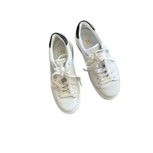 EUC Balmain Balmain B-Court Trainers White &amp; Black Calfskin - 37 $695