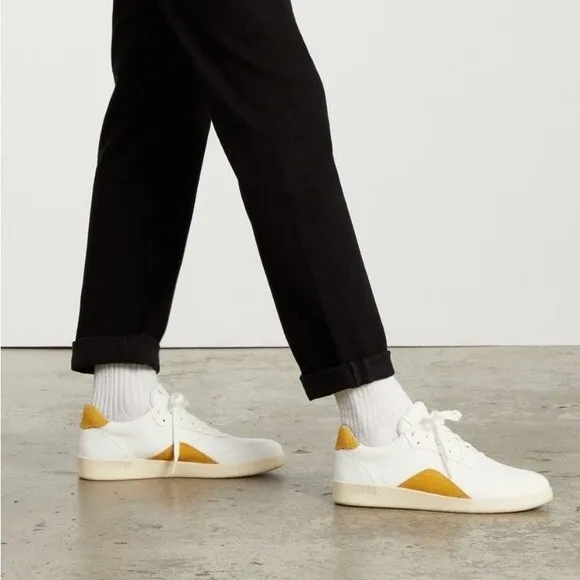 Everlane ReLeather Court Sneaker in Mustard Leather Lace Up Men Size 10 Women 12