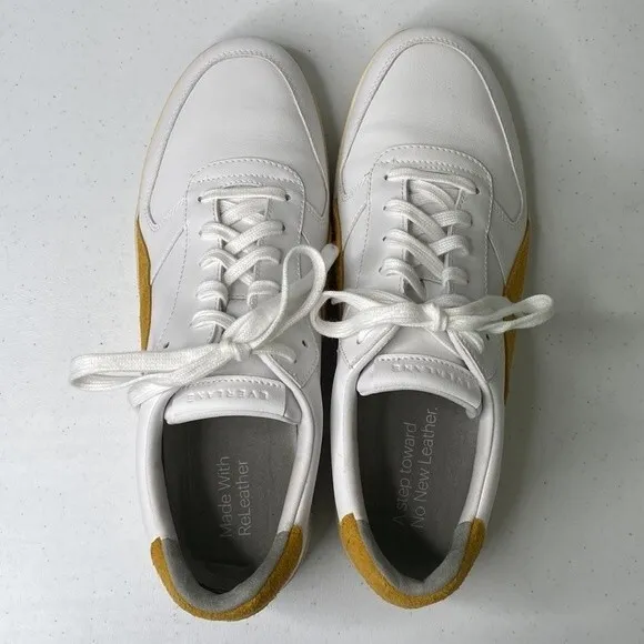 Everlane ReLeather Court Sneaker in Mustard Leather Lace Up Men Size 10 Women 12
