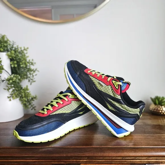 Fila Renno Black/Prince Blue/Fila Red Men's Athletic Bold Sneakers Size 11.6