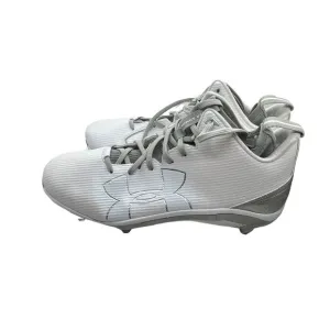 Football Cleats Under Armour Men UA Fierce D White Silver Iridescent 13.5 Flawed