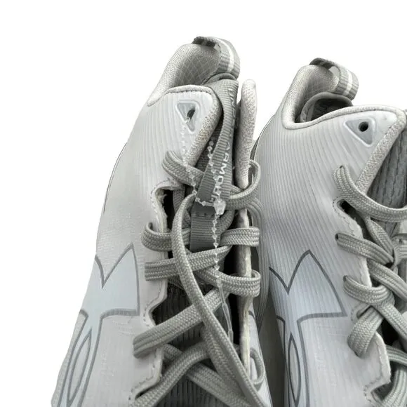 Football Cleats Under Armour Men UA Fierce D White Silver Iridescent 13.5 Flawed