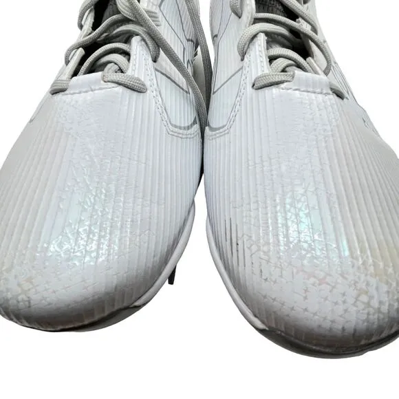 Football Cleats Under Armour Men UA Fierce D White Silver Iridescent 13.5 Flawed