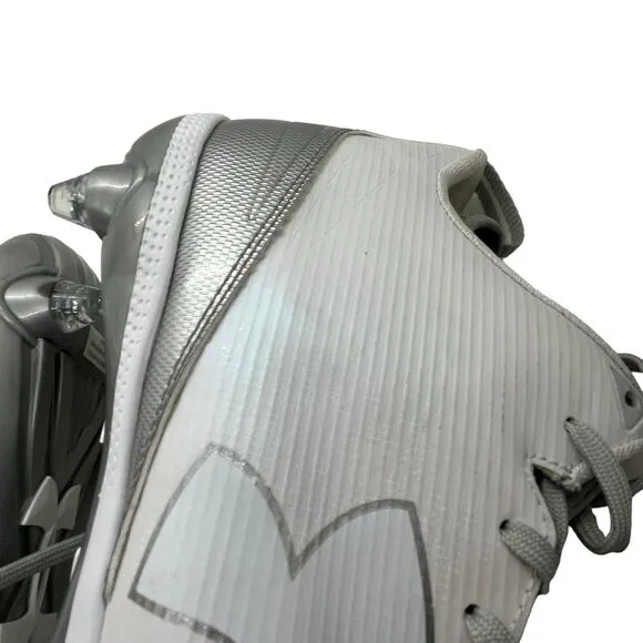 Football Cleats Under Armour Men UA Fierce D White Silver Iridescent 13.5 Flawed