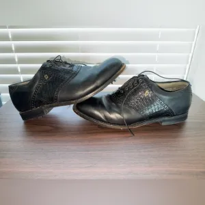 FOOTJOY PREMIER CLASSICS DRY LEATHER LIZARD GOLF SHOES. 50187. SIZE 12D Read des
