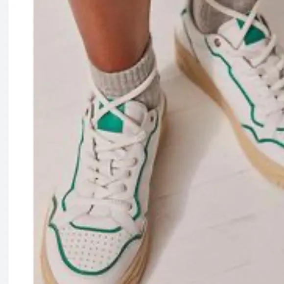 FP Collection Thirty LoveCourt Sneakers -Color: White Green Combo