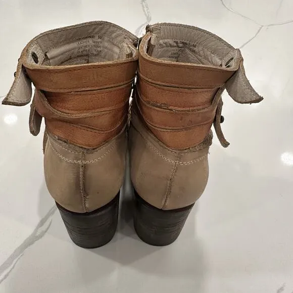 Freebird by Steven GRIND Leather Suede Strappy Boot RARE Taupe Sz 10 New