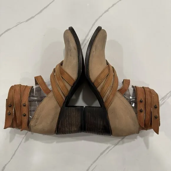 Freebird by Steven GRIND Leather Suede Strappy Boot RARE Taupe Sz 10 New