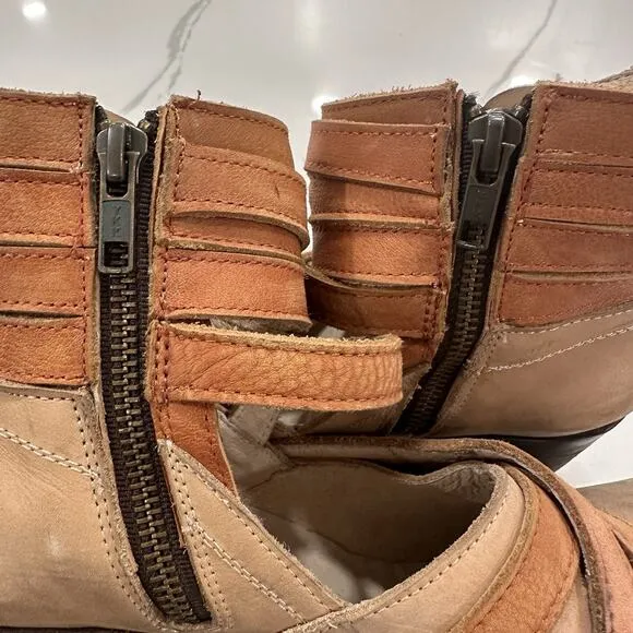 Freebird by Steven GRIND Leather Suede Strappy Boot RARE Taupe Sz 10 New