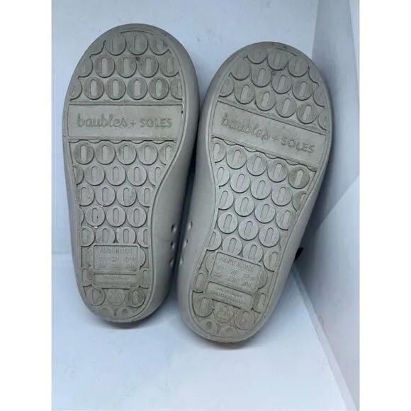 Girls Baubles   Soles Dove Gray Kaia Shoes W/ Pink Heart Baubles Sz 11 Eu 28