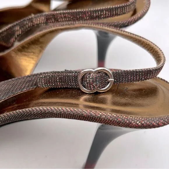 giuseppe zanotti WOMANS SLINGBACK SHOES 38 us 8 red black gold brown ombré heels