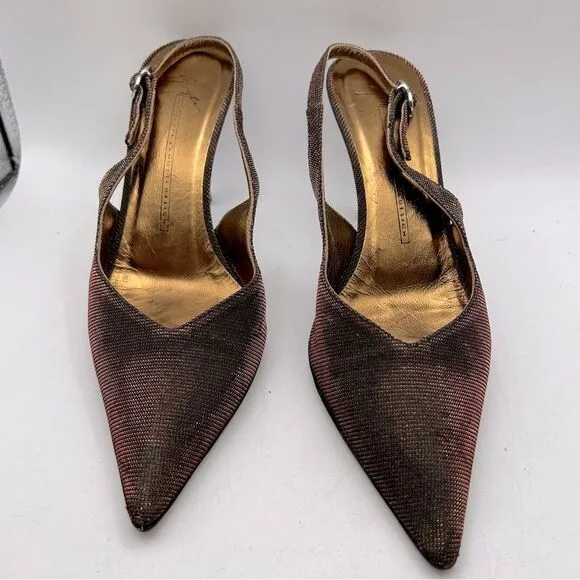giuseppe zanotti WOMANS SLINGBACK SHOES 38 us 8 red black gold brown ombré heels