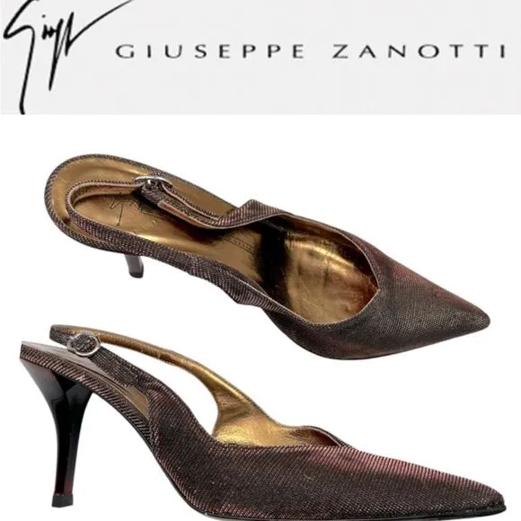 giuseppe zanotti WOMANS SLINGBACK SHOES 38 us 8 red black gold brown ombré heels