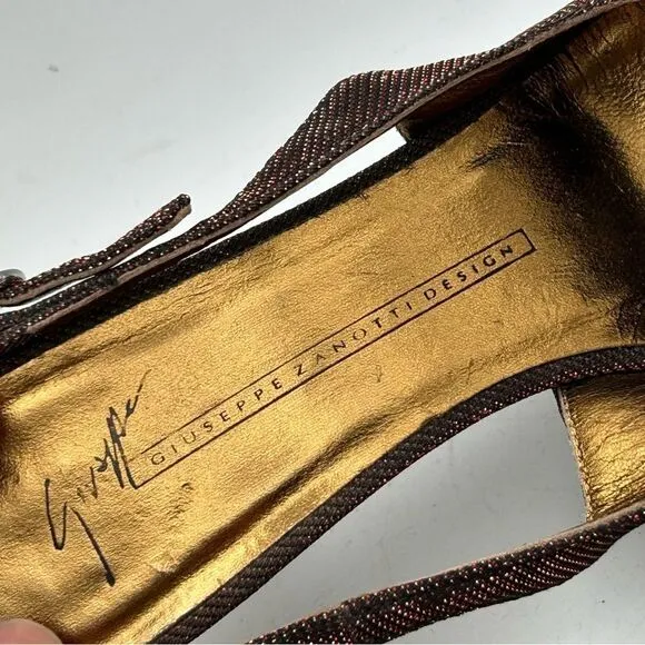 giuseppe zanotti WOMANS SLINGBACK SHOES 38 us 8 red black gold brown ombré heels