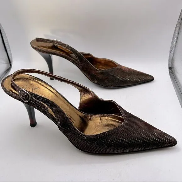 giuseppe zanotti WOMANS SLINGBACK SHOES 38 us 8 red black gold brown ombré heels