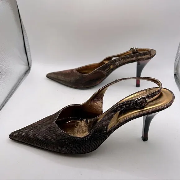 giuseppe zanotti WOMANS SLINGBACK SHOES 38 us 8 red black gold brown ombré heels
