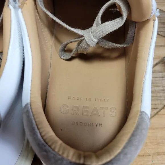 GREATS The Court Leather Sneaker Original Made in Italy Shoes- White Size 13