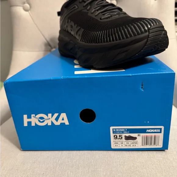 Hoka Bondi 7 Men's Size 9.5 Walking/Running Shoes Black 1110518 •New In Box •
