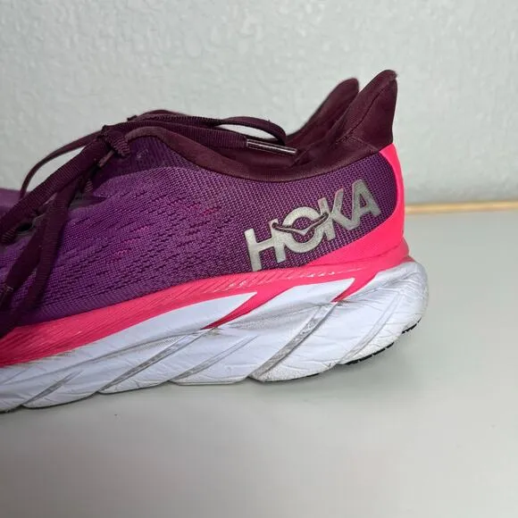 Hoka Clifton 8 Max Cushioned Road Running Shoes Purple Women's Size 8.5B
