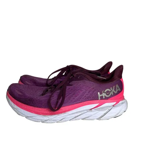Hoka Clifton 8 Max Cushioned Road Running Shoes Purple Women's Size 8.5B