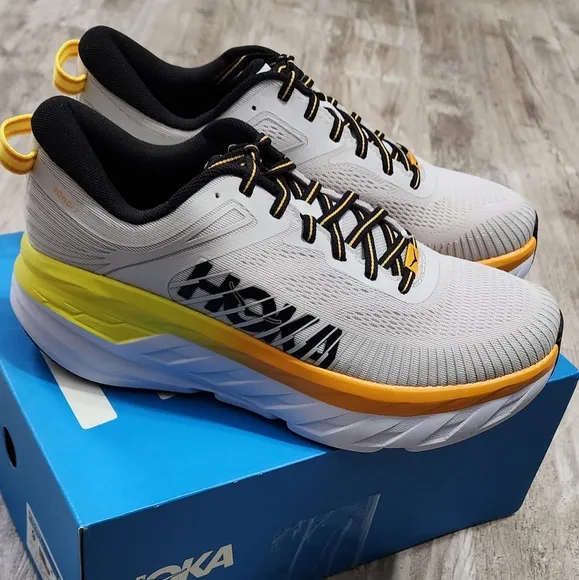 Hoka One One Bondi 7 1110518-NCRY Men's US 9 Shoes Gray Nimbus Cloud Sneakers