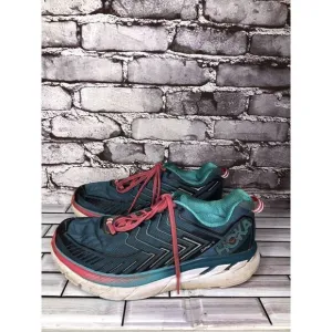 Hoka One One Clifton 4 Blue White Pink Lace Up Road Running Shoes Women Sz 9.5D