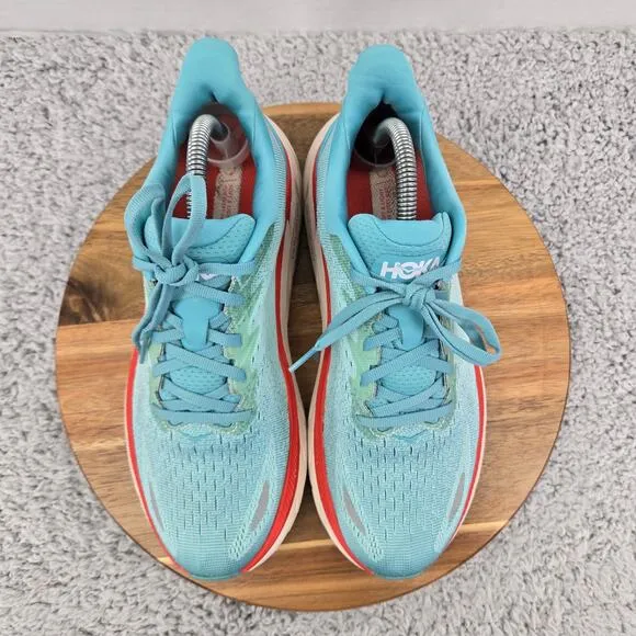 Hoka One One Clifton 8 Aquarella Eggshell Athletic Gym Running Shoes Womens 9 B