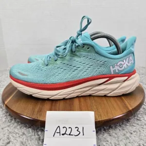 Hoka One One Clifton 8 Aquarella Eggshell Athletic Gym Running Shoes Womens 9 B