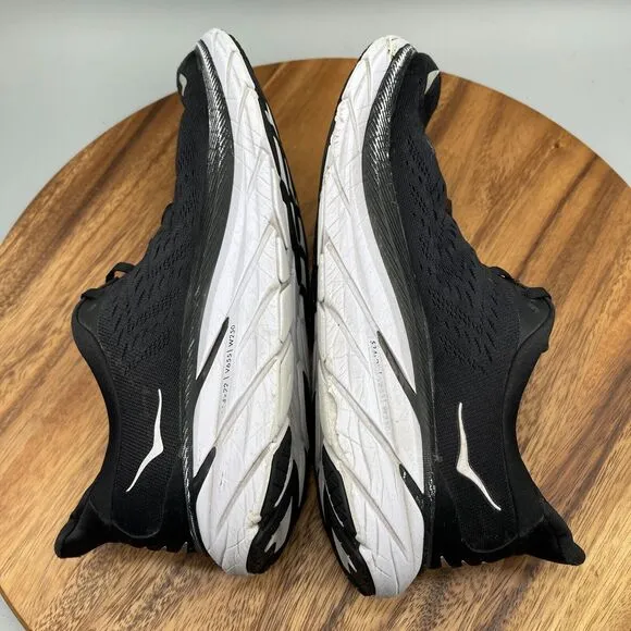 Hoka One One Clifton 8 Shoes Mens Size 9.5 D Black Running Walking Trail Comfort