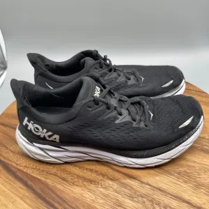 Hoka One One Clifton 8 Shoes Mens Size 9.5 D Black Running Walking Trail Comfort