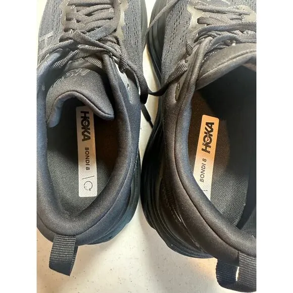 HOKA One One M Bondi 8 Triple Black Men's Size 12D Running Sneaker ShoesEUC