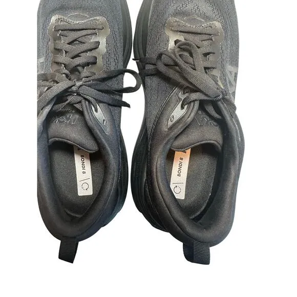 HOKA One One M Bondi 8 Triple Black Men's Size 12D Running Sneaker ShoesEUC