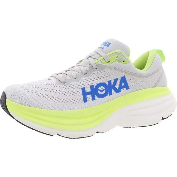 Hoka One One Mens Bondi 8 Gray Performance Gym Running Shoes Sneakers NWOB