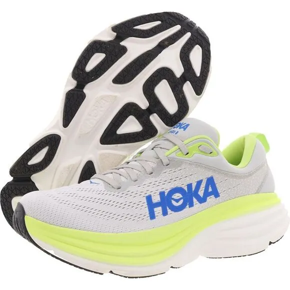 Hoka One One Mens Bondi 8 Gray Performance Gym Running Shoes Sneakers NWOB